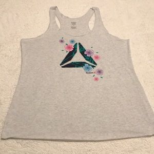 Reebok gray lightweight tank top with floral screen print Size XL